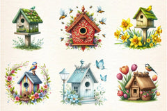 Spring Birdhouse Clipart Bundle - CraftNest - Digital Crafting and Art