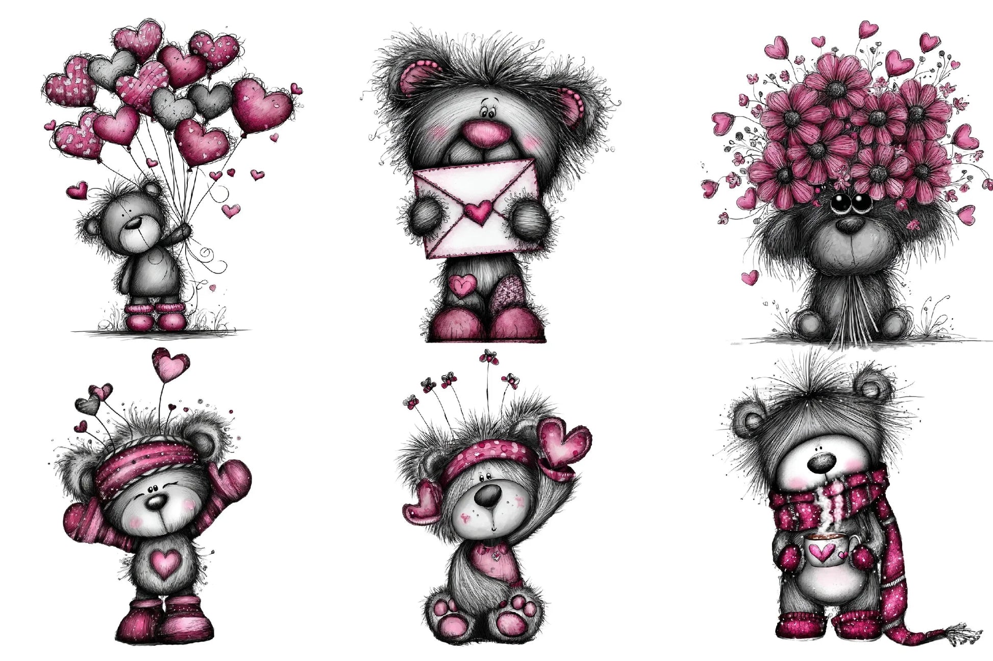 Teddy Bear Valentine Clipart Bundle - CraftNest - Digital Crafting and Art