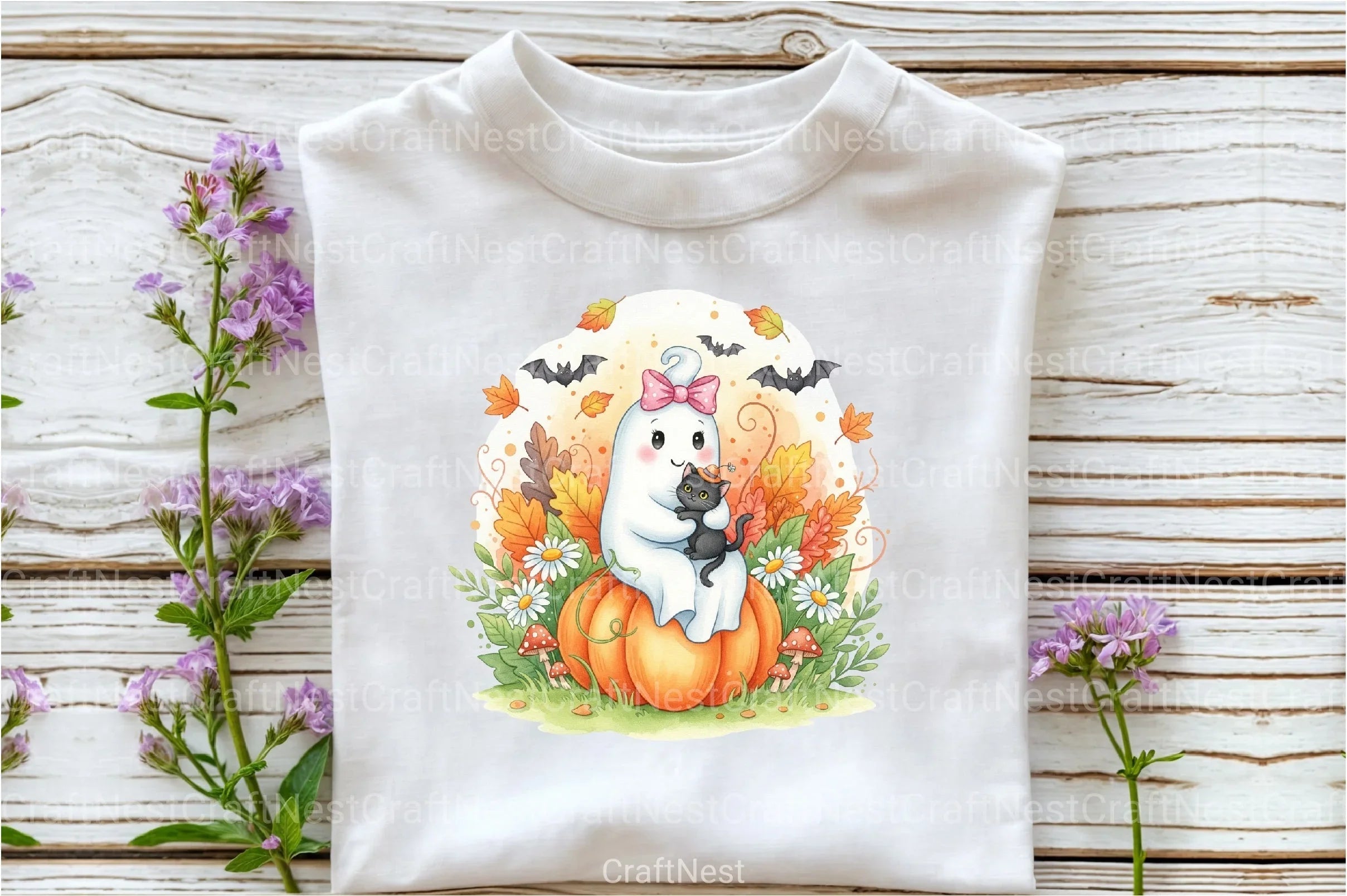 Boho Halloween Ghost Cat Clipart Bundle - CraftNest - Digital Crafting and Art