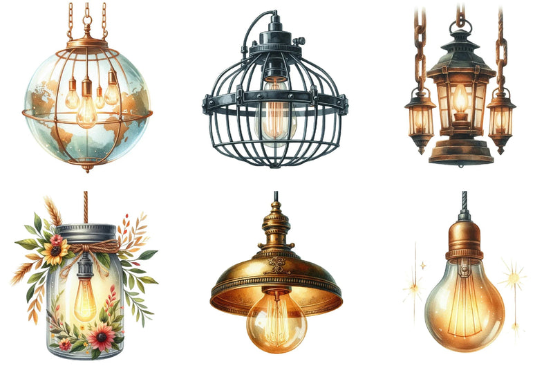 Hanging Light Clipart Bundle - CraftNest - Digital Crafting and Art