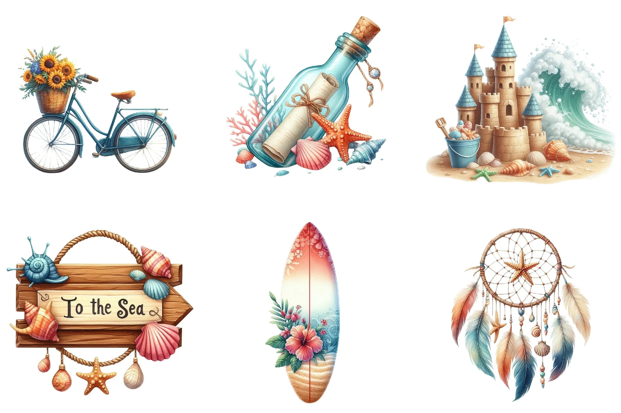 Coastal Summer Clipart Bundle - CraftNest - Digital Crafting and Art
