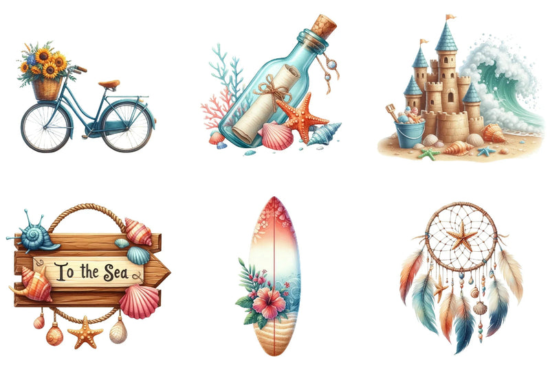 Coastal Summer Clipart Bundle - CraftNest - Digital Crafting and Art
