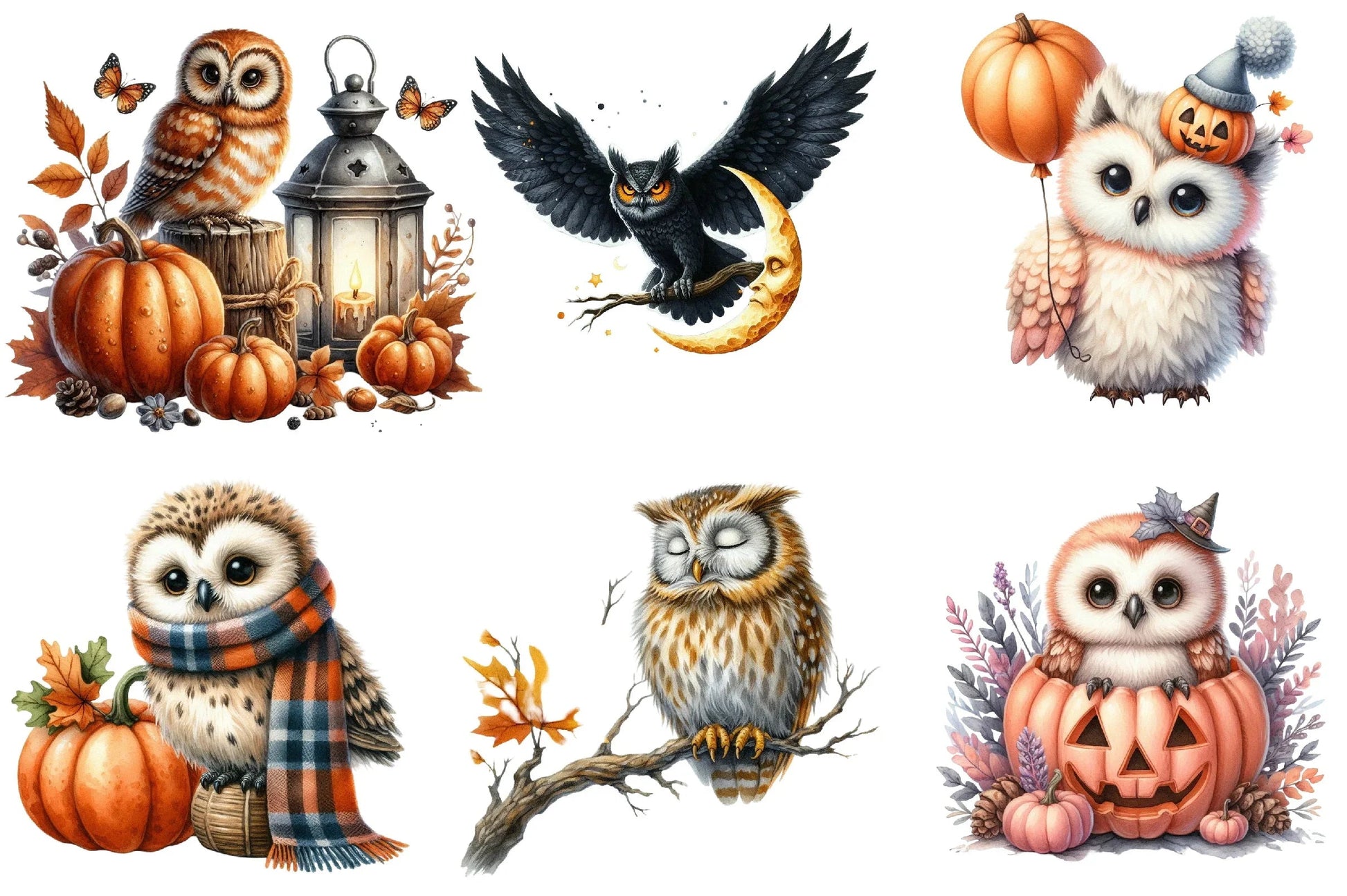 Fall Owl Halloween Clipart Bundle - CraftNest - Digital Crafting and Art