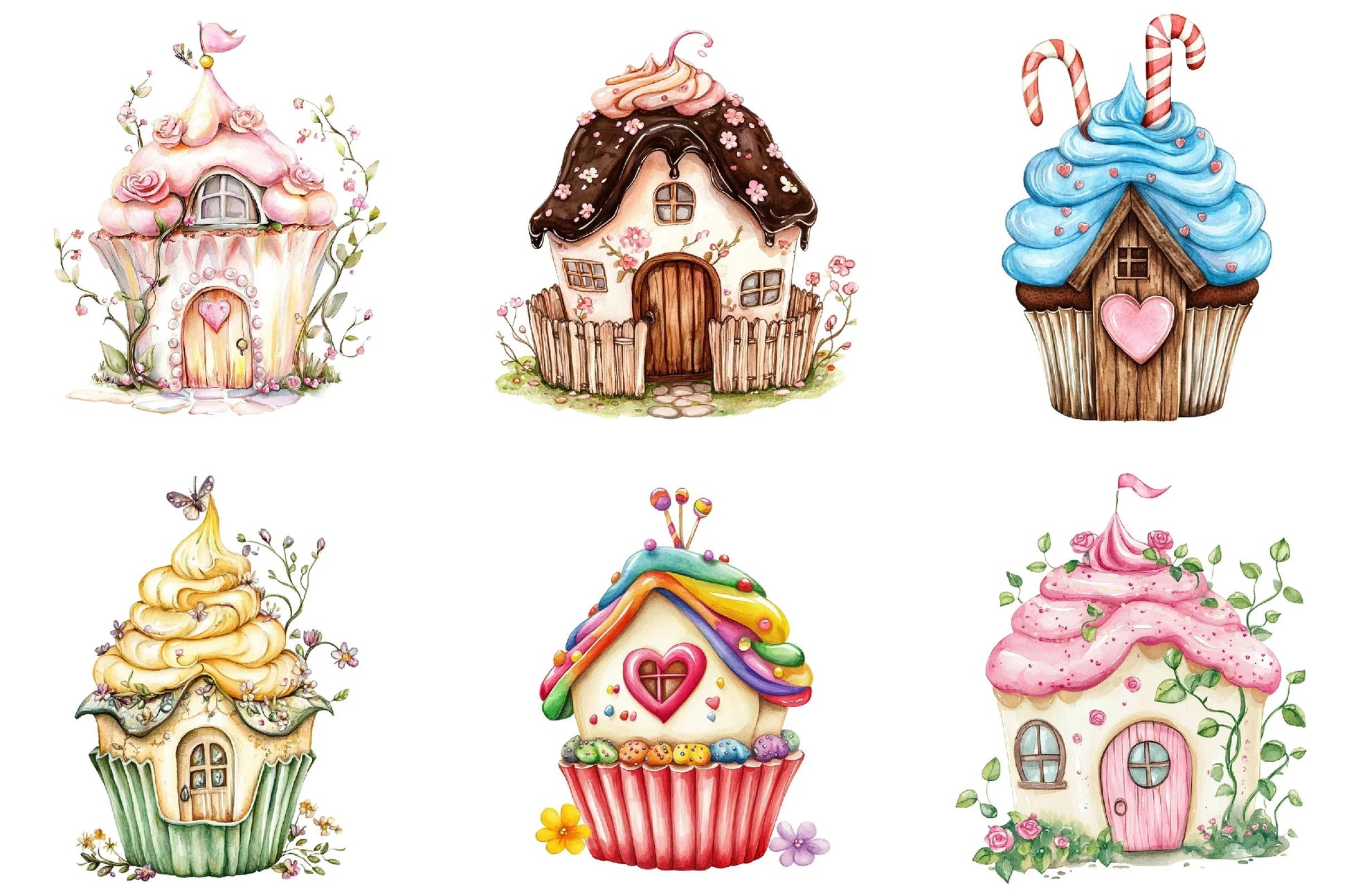 Spring Cupcake House Clipart Bundle - CraftNest - Digital Crafting and Art