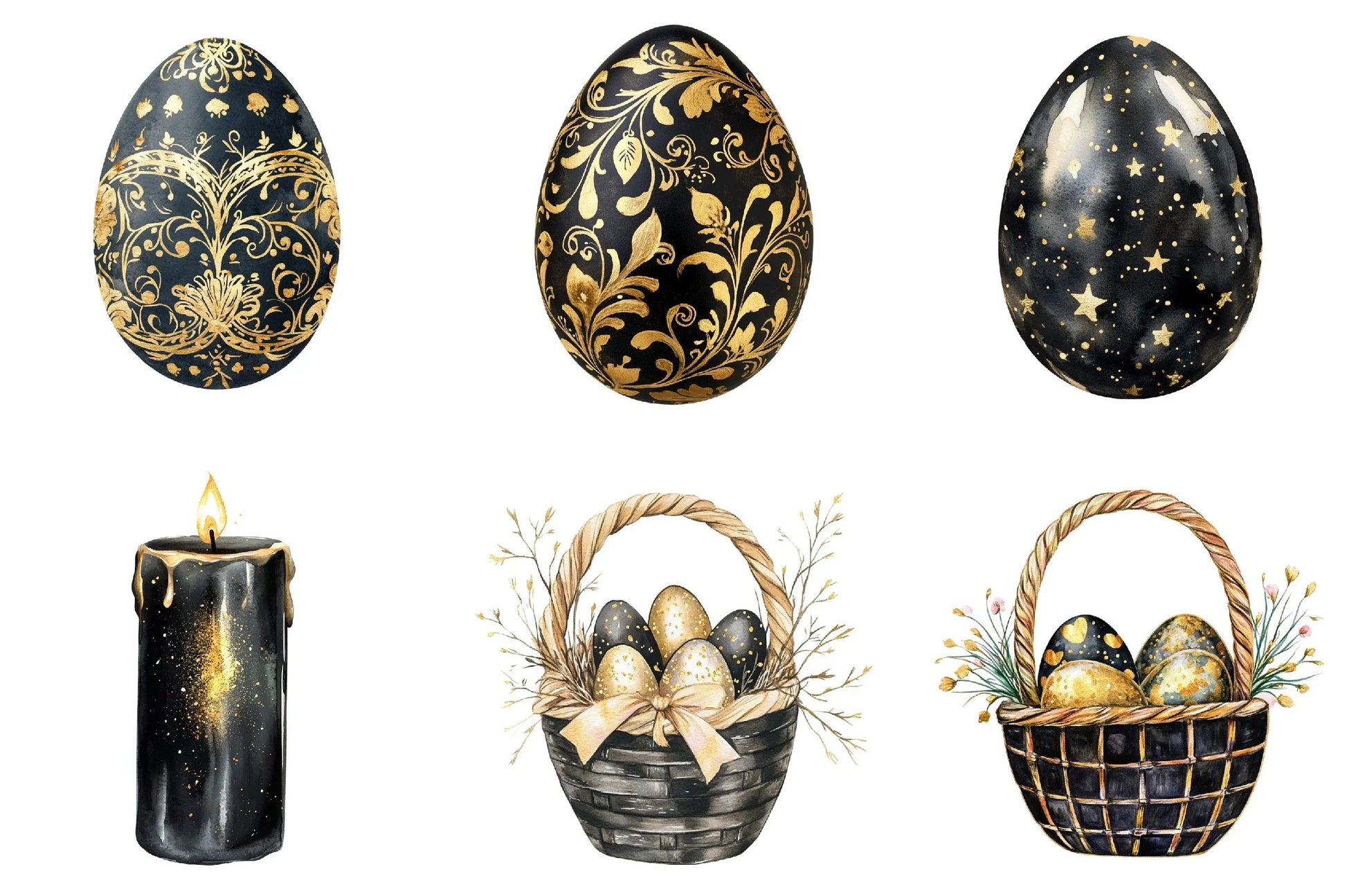 Luxury Black Easter Glitter Clipart Bundle - CraftNest - Digital Crafting and Art