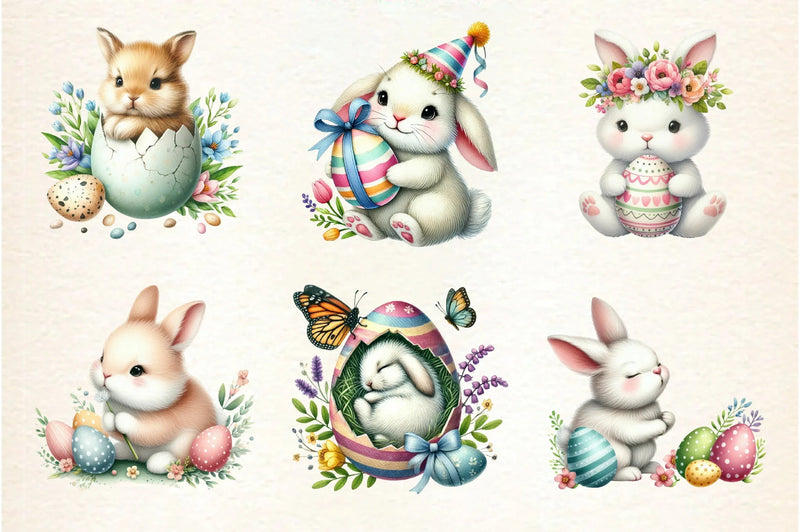 Cute Easter Bunny Clipart Bundle - CraftNest - Digital Crafting and Art
