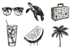 Hand Drawn Summer Black Clipart Bundle - CraftNest - Digital Crafting and Art