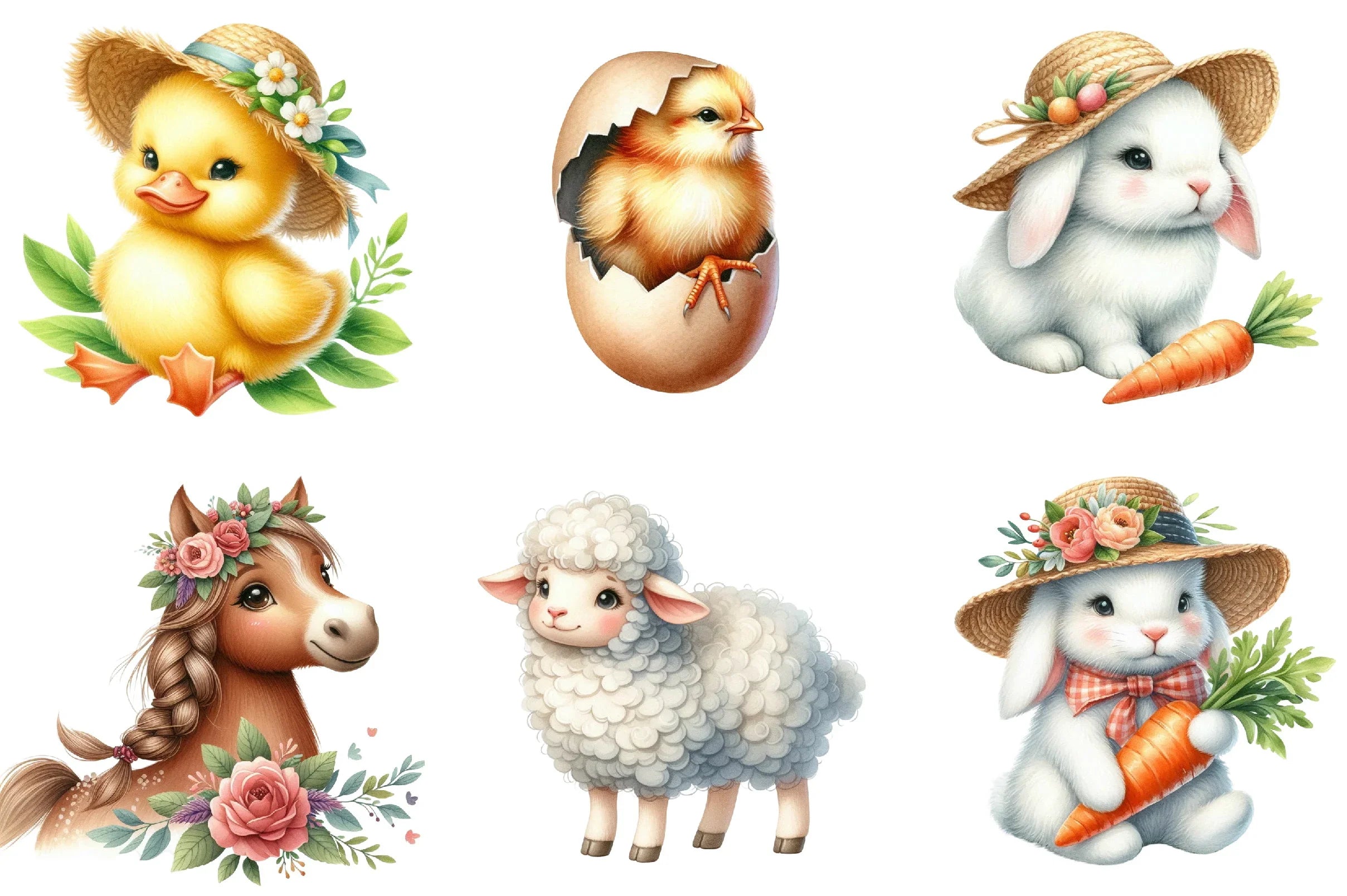 Cute Farm Animals Clipart Bundle - CraftNest - Digital Crafting and Art