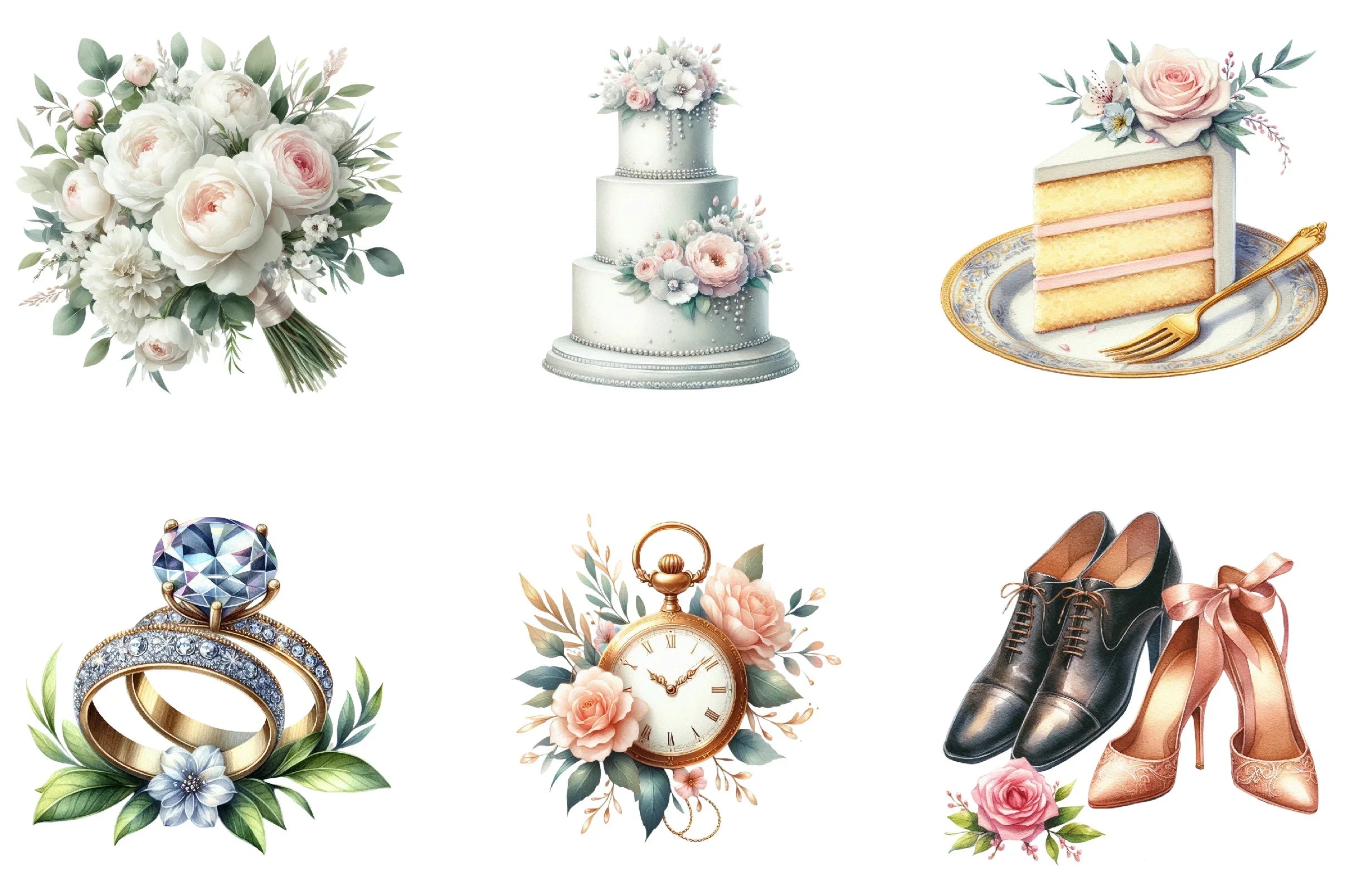 White Wedding Timeline Clipart Bundle - CraftNest - Digital Crafting and Art