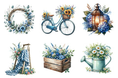 Blue Rustic Summer Clipart Bundle - CraftNest - Digital Crafting and Art