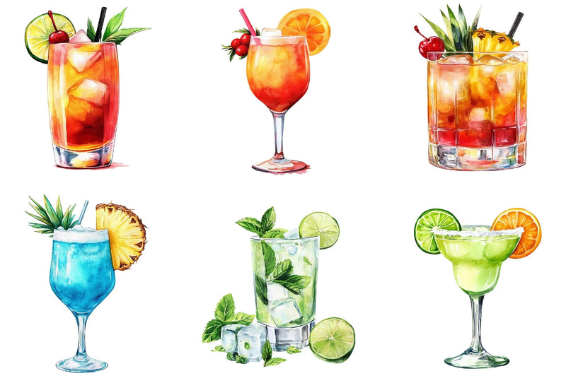 Tropical Cocktails Clipart Bundle - CraftNest - Digital Crafting and Art