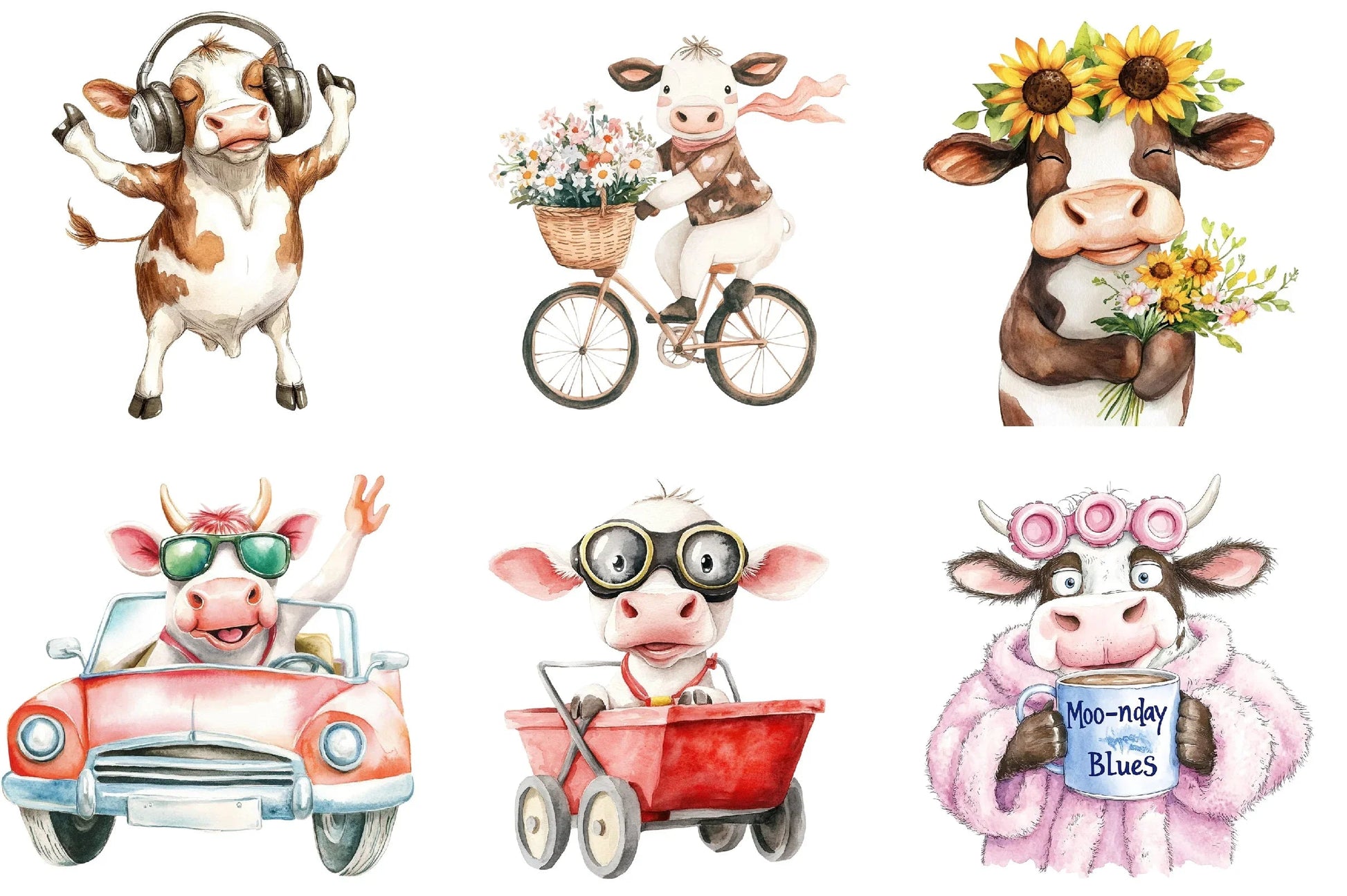 Funny Cow Clipart Bundle - CraftNest - Digital Crafting and Art