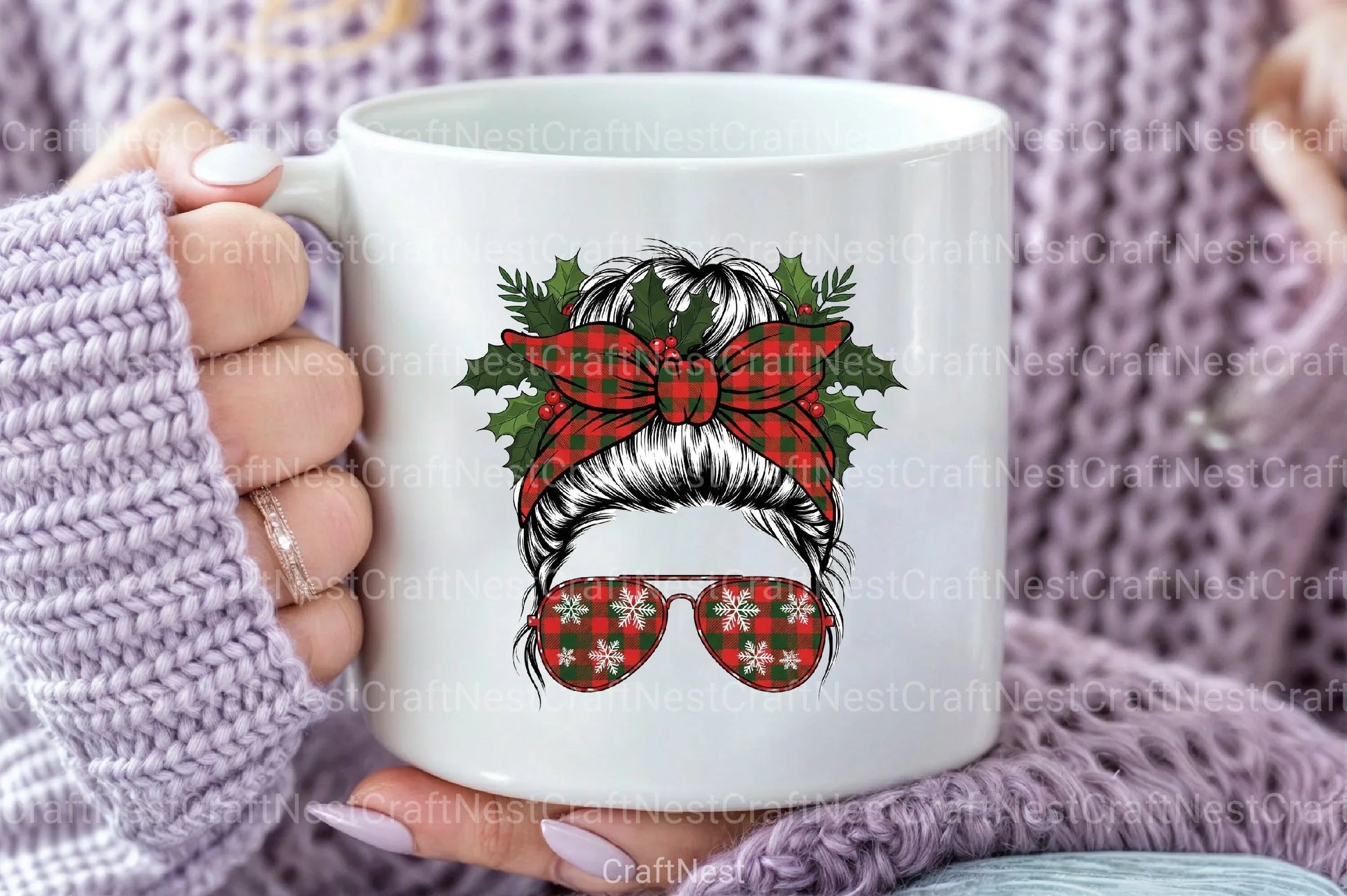 Christmas Messy Bun Design Clipart Bundle - CraftNest - Digital Crafting and Art