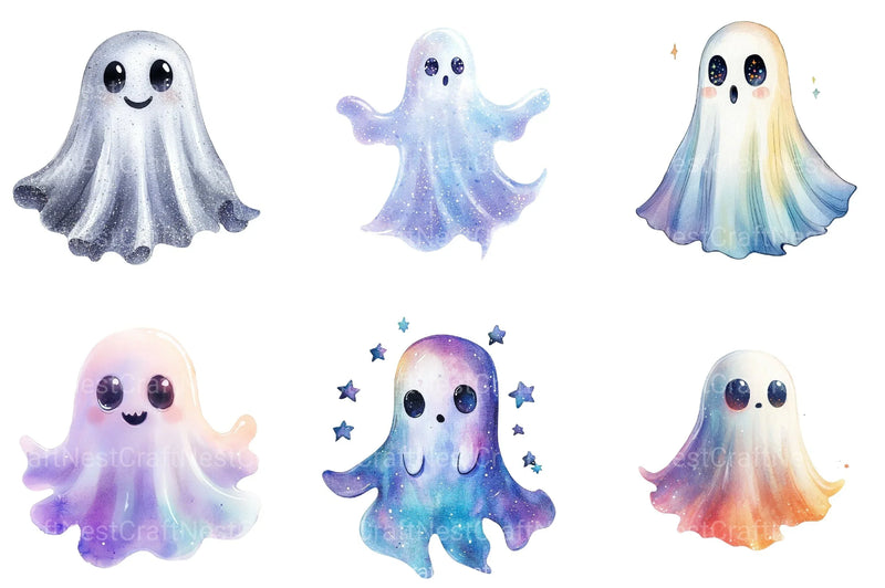 Iridescent Halloween Ghost Clipart Bundle - CraftNest - Digital Crafting and Art