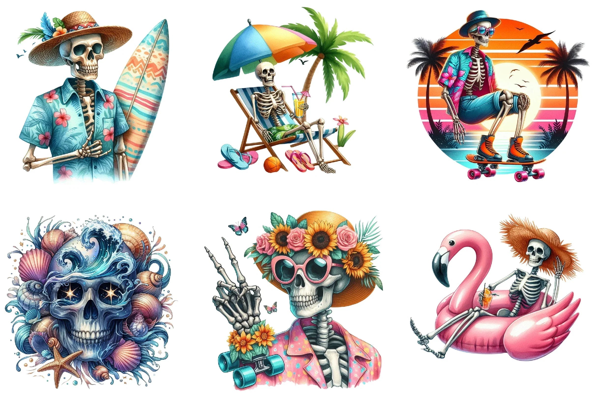 Summer Skeleton Clipart Bundle - CraftNest - Digital Crafting and Art