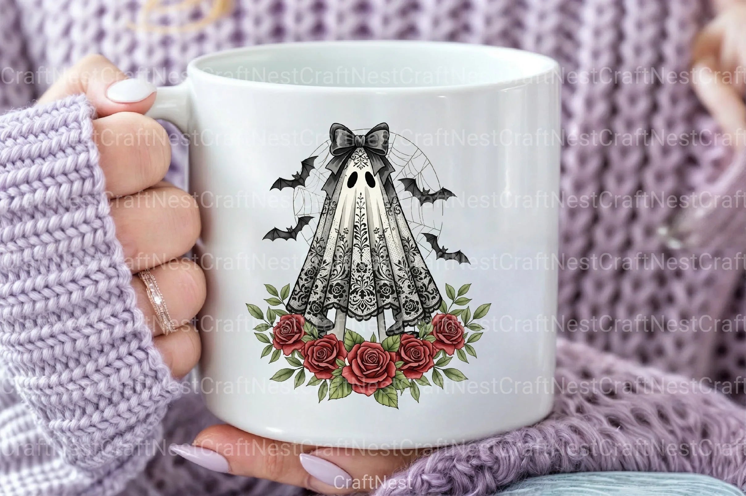 Cute Floral Halloween Lace Ghost Clipart Bundle 1 - CraftNest - Digital Crafting and Art