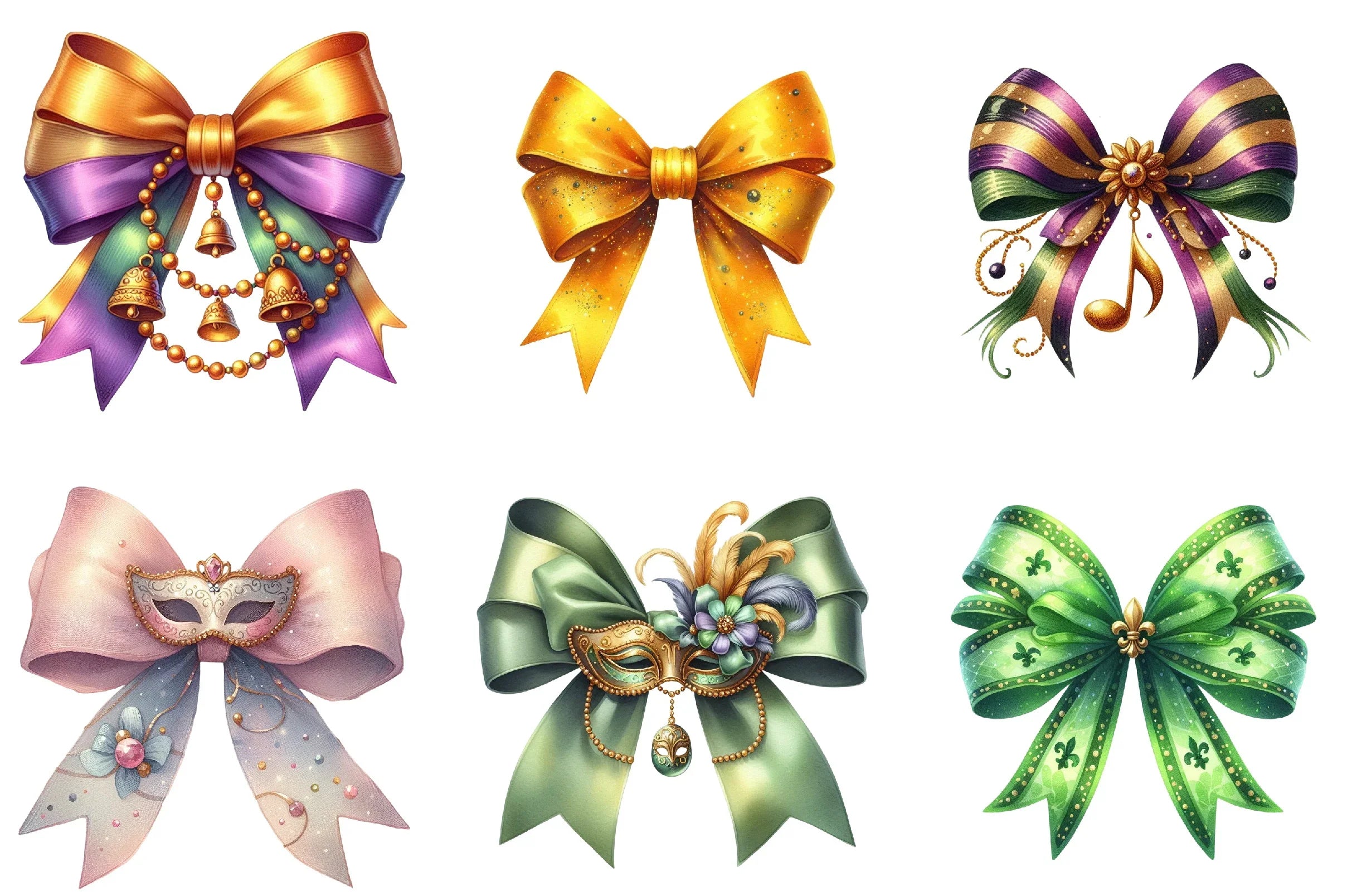 Mardi Gras Coquette Bow Clipart Bundle - CraftNest - Digital Crafting and Art