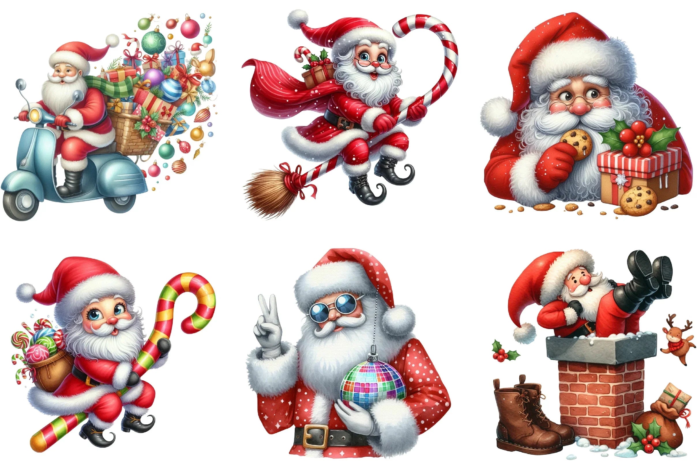 Funny Christmas Santa Clipart Bundle - CraftNest - Digital Crafting and Art