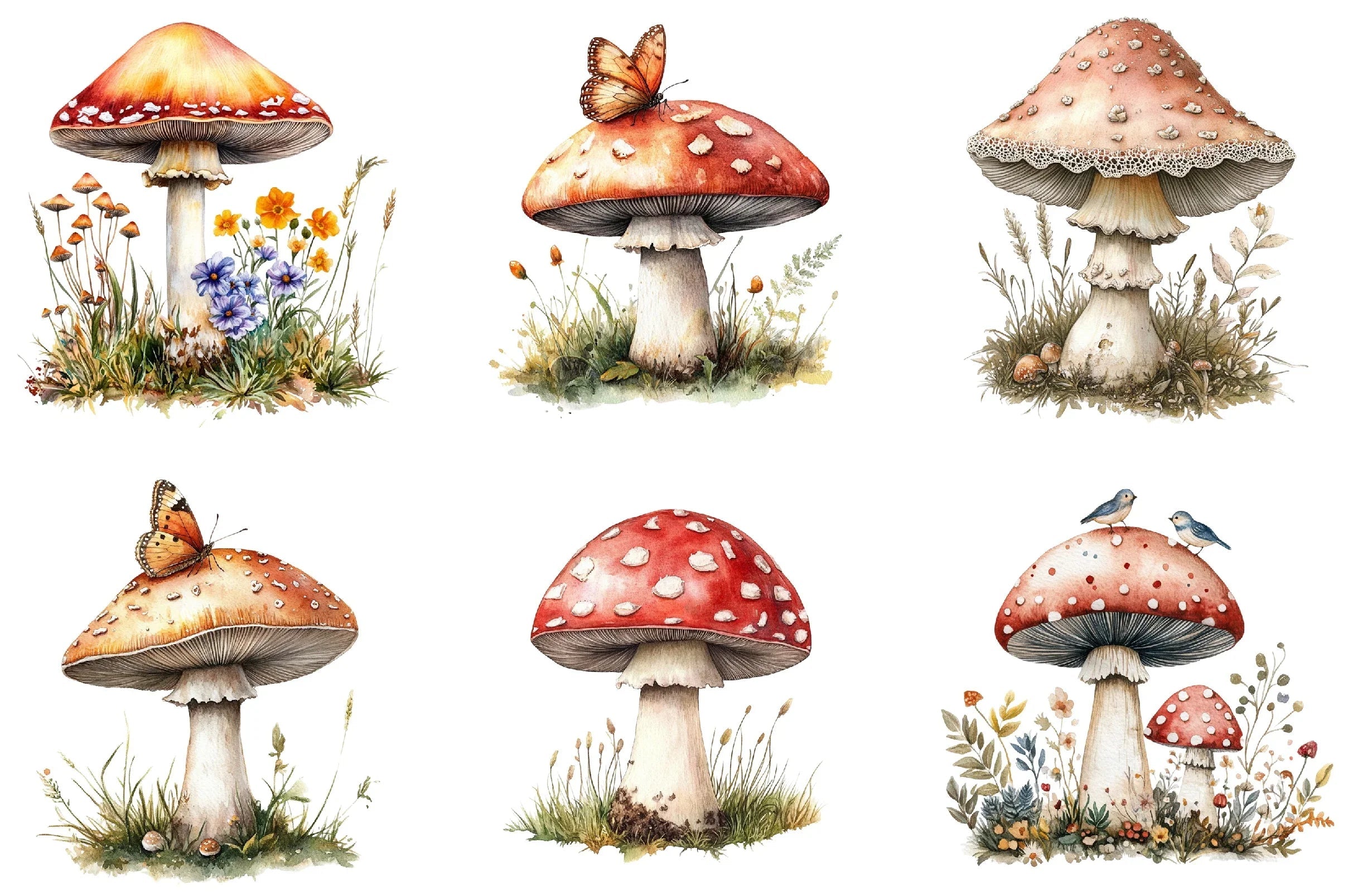 Embroidered Mushrooms Clipart Bundle - CraftNest - Digital Crafting and Art