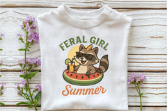 Summer Funny Raccoon Feral Girl Clipart Bundle - CraftNest - Digital Crafting and Art