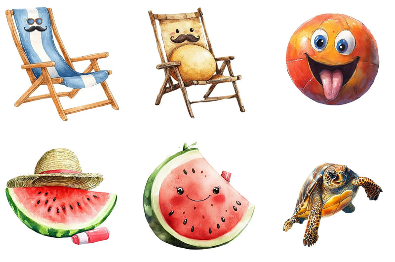 Funny Summer Beach Clipart Bundle - CraftNest - Digital Crafting and Art