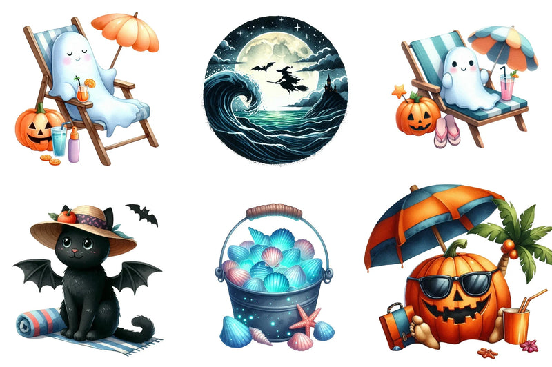 Halloween Beach Clipart Bundle - CraftNest - Digital Crafting and Art