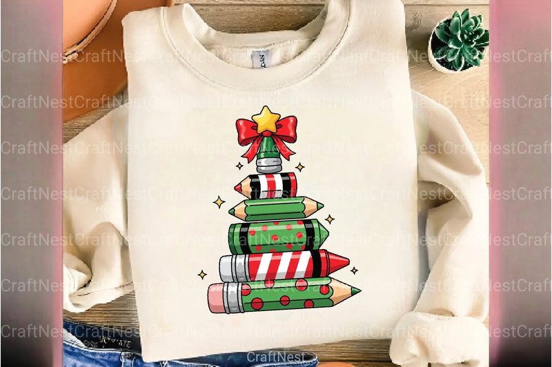 Christmas Pencil Tree Teacher Clipart Bundle - CraftNest - Digital Crafting and Art