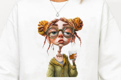 Quirky Drunk Girl Clipart Bundle - CraftNest - Digital Crafting and Art