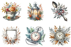 Silver Vintage Autumn Clipart Bundle - CraftNest - Digital Crafting and Art