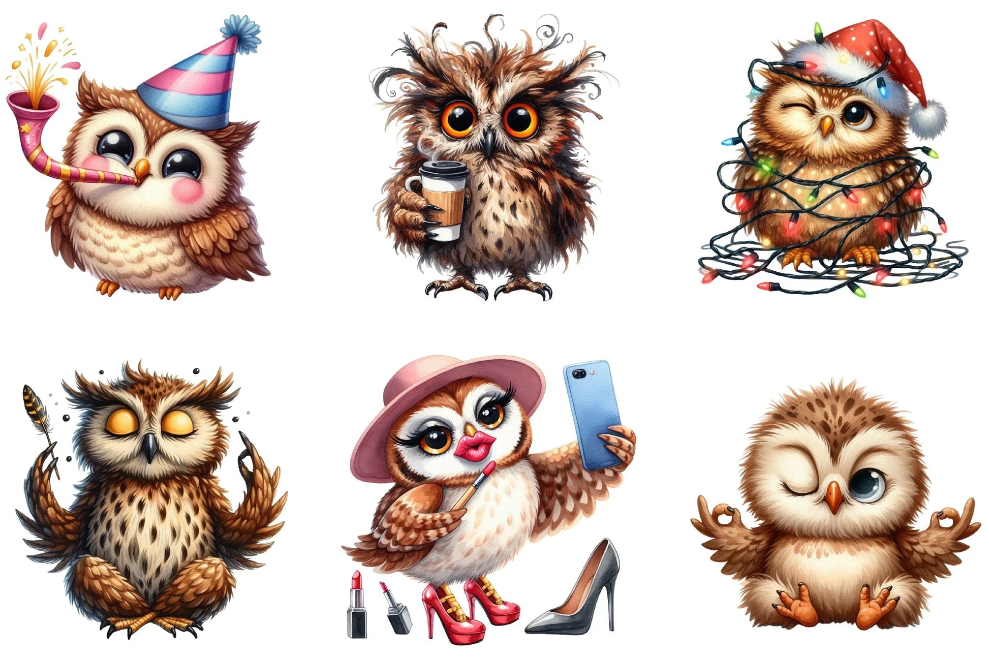 Funny Owl Clipart Bundle - CraftNest - Digital Crafting and Art