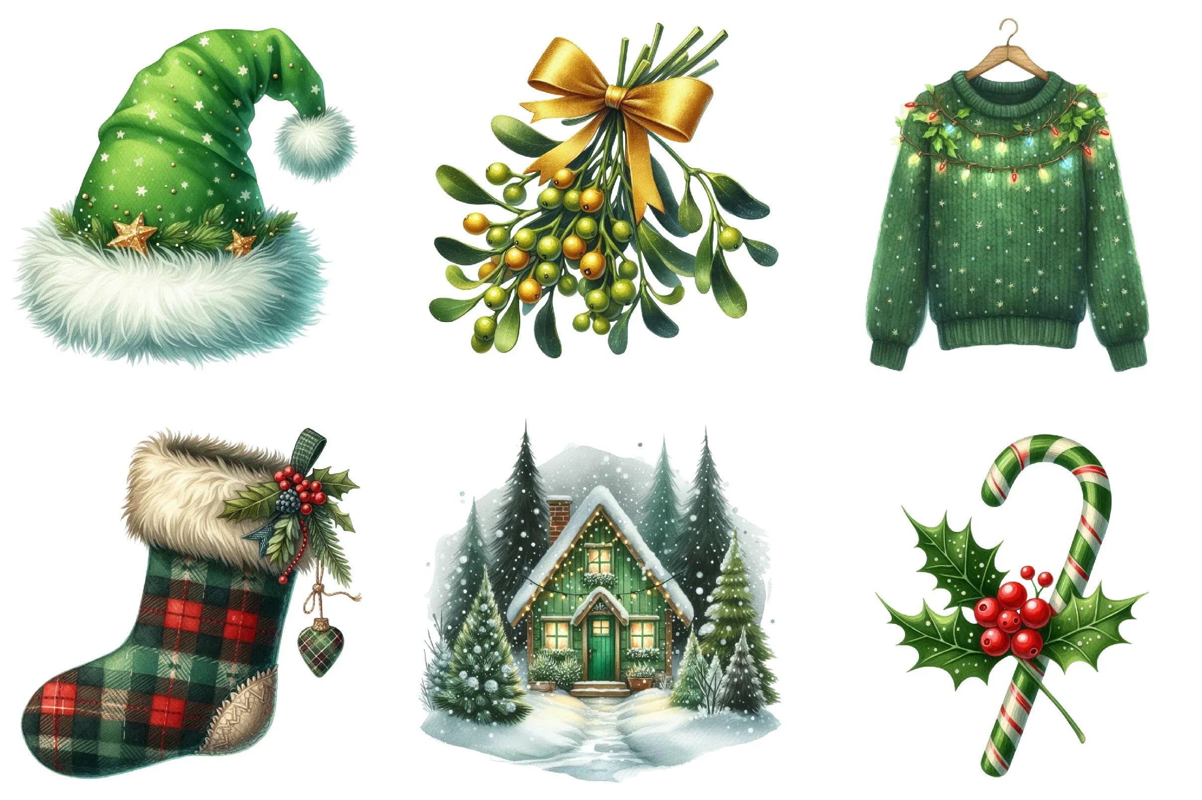 Green Christmas Clipart Bundle - CraftNest - Digital Crafting and Art