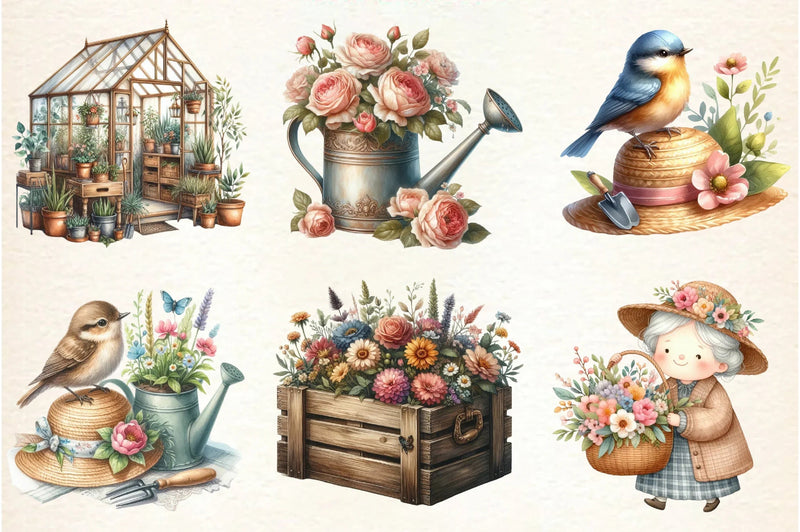 Gardening Grandma Flower Clipart Bundle - CraftNest - Digital Crafting and Art