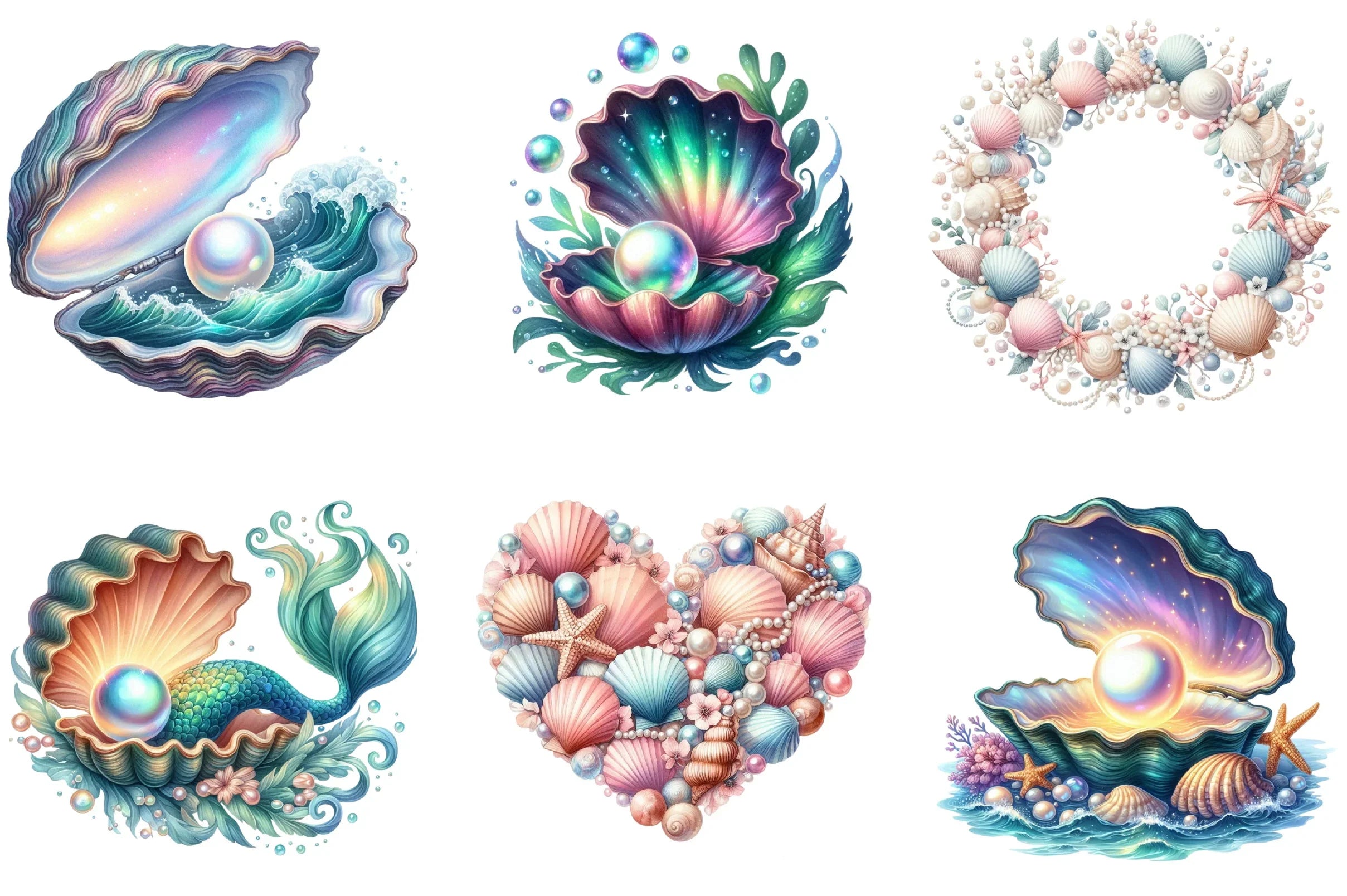 Summer Sea Shells & Pearls Clipart Bundle - CraftNest - Digital Crafting and Art