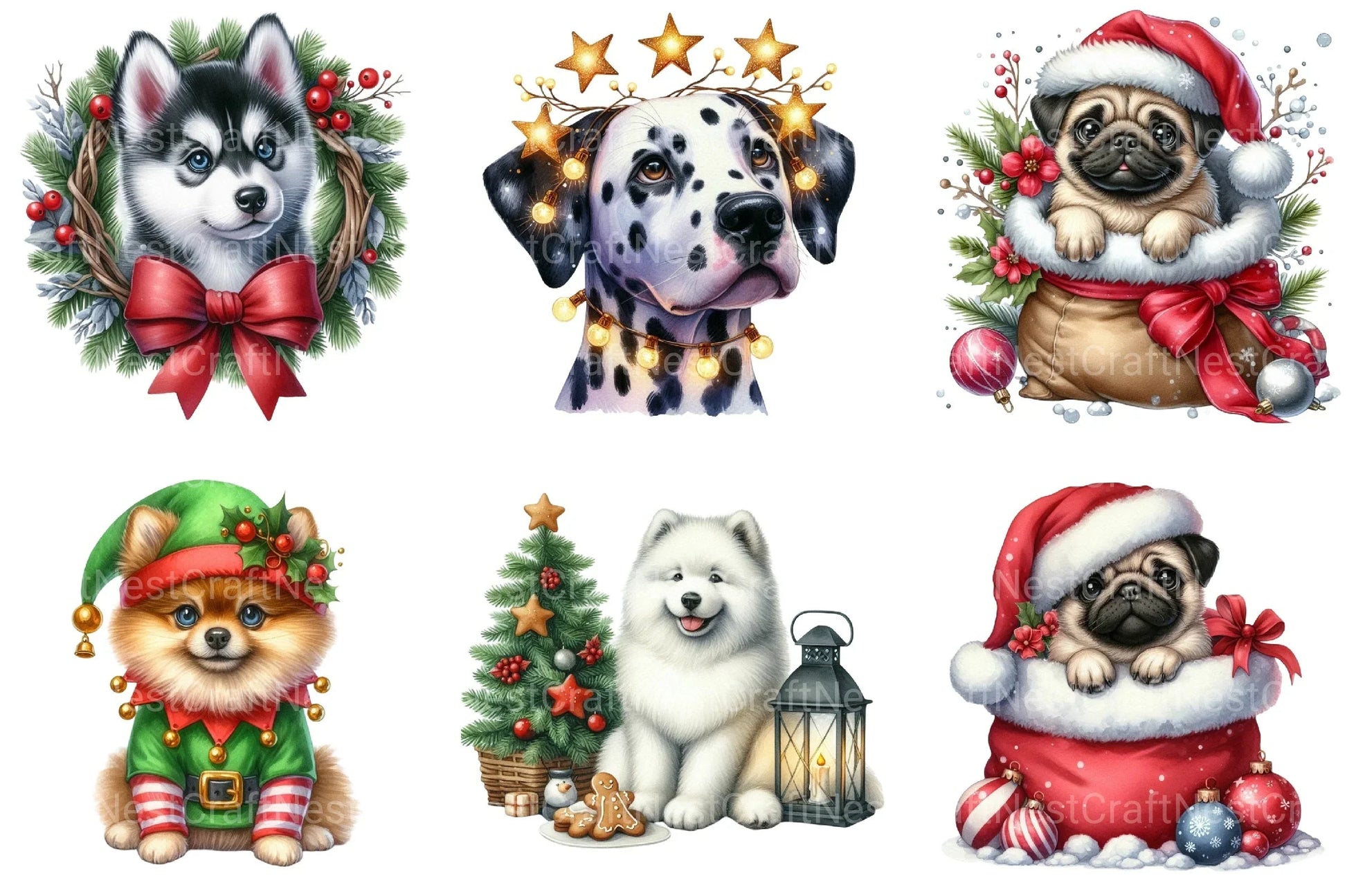 Christmas Cute Dog Clipart Bundle - CraftNest - Digital Crafting and Art
