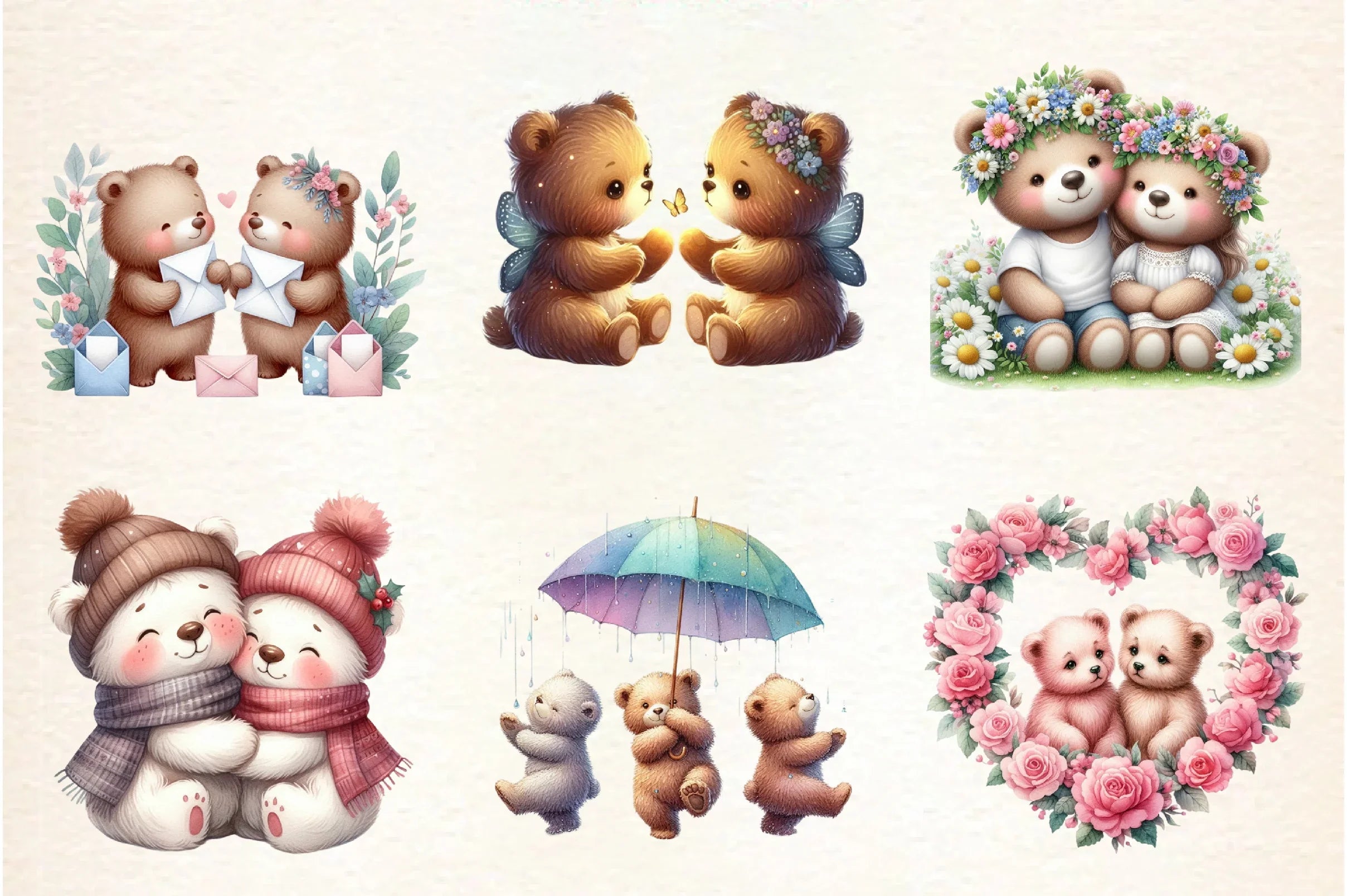 Cute Couple Bear Clipart Bundle - CraftNest - Digital Crafting and Art