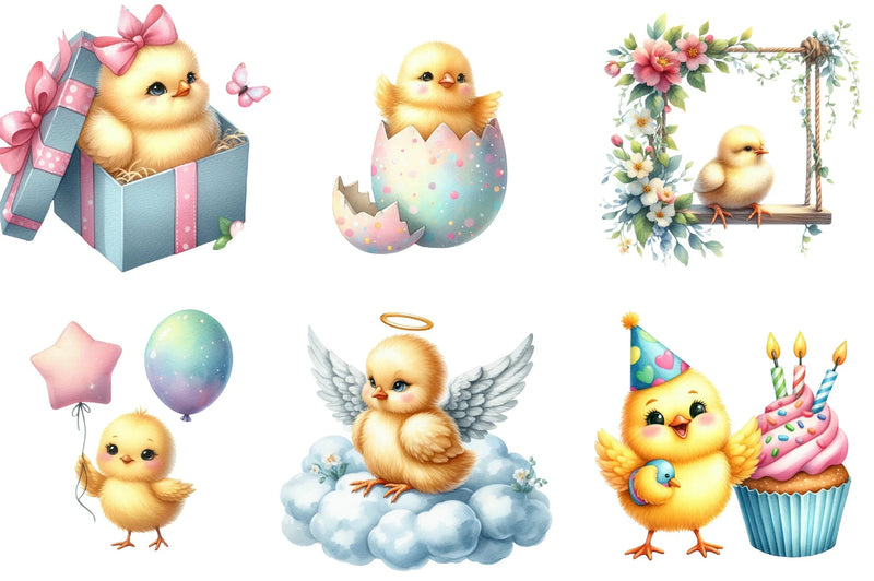 Cute Chick Clipart Bundle - CraftNest - Digital Crafting and Art
