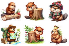 Cute Beaver Woodland Animals Clipart Bundle - CraftNest - Digital Crafting and Art