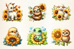 Spring Animal Sunflowers Clipart Bundle - CraftNest - Digital Crafting and Art