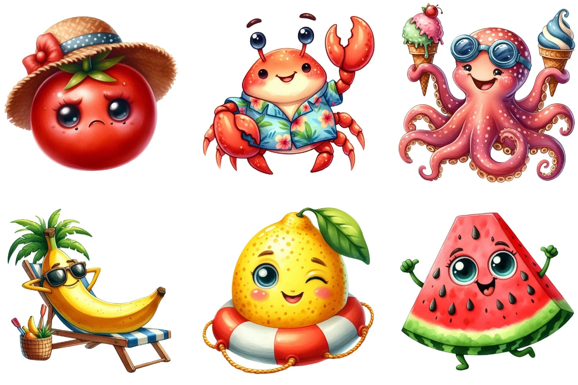 Summer Funny Character Clipart Bundle - CraftNest - Digital Crafting and Art