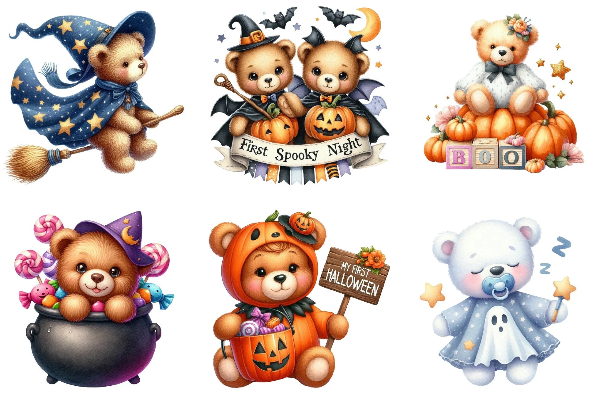Teddy Bear Baby's First Halloween Clipart Bundle - CraftNest - Digital Crafting and Art
