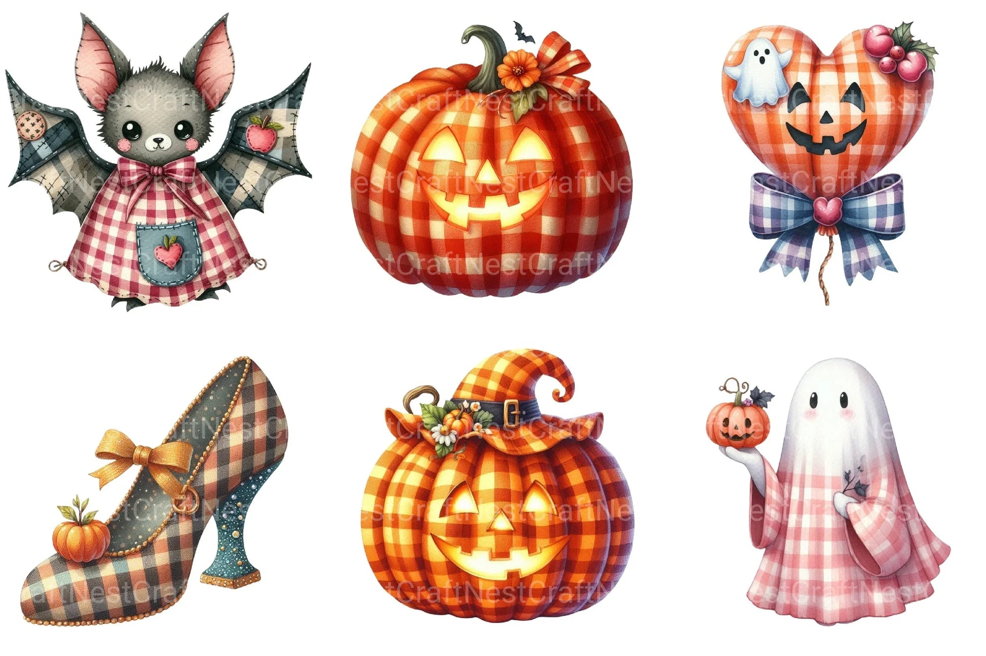 Gingham Halloween Clipart Bundle 4 - CraftNest - Digital Crafting and Art