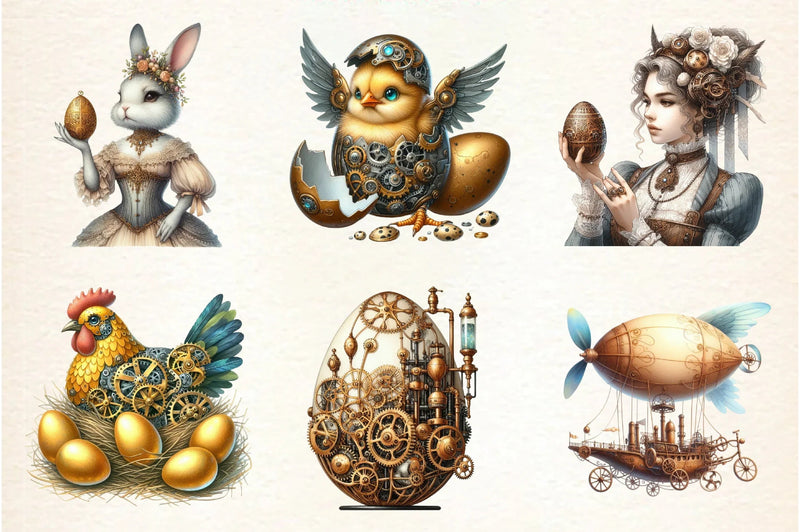 Steampunk Easter Clipart Bundle - CraftNest - Digital Crafting and Art