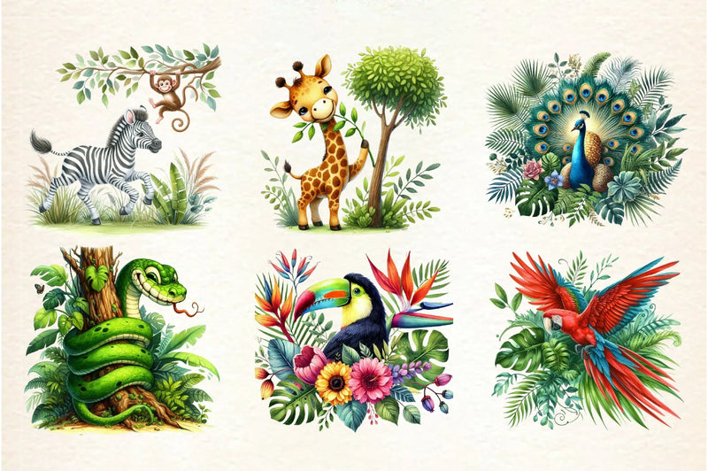 Jungle Animal Clipart Bundle - CraftNest - Digital Crafting and Art