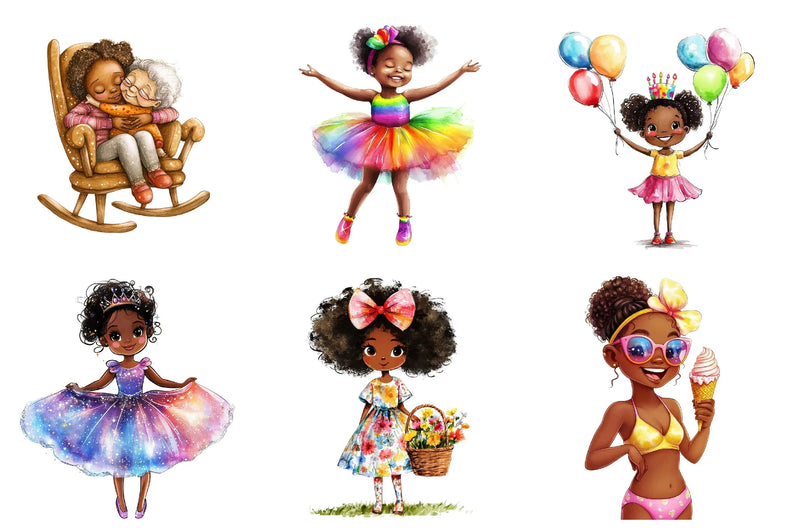 Black Girl Afro Kids Clipart Bundle - CraftNest - Digital Crafting and Art