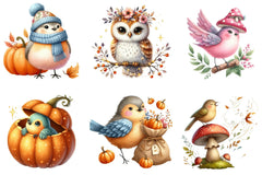 Whimsical Fall Birds Clipart Bundle - CraftNest - Digital Crafting and Art