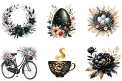 Glitter Luxury Black Spring Clipart Bundle - CraftNest - Digital Crafting and Art