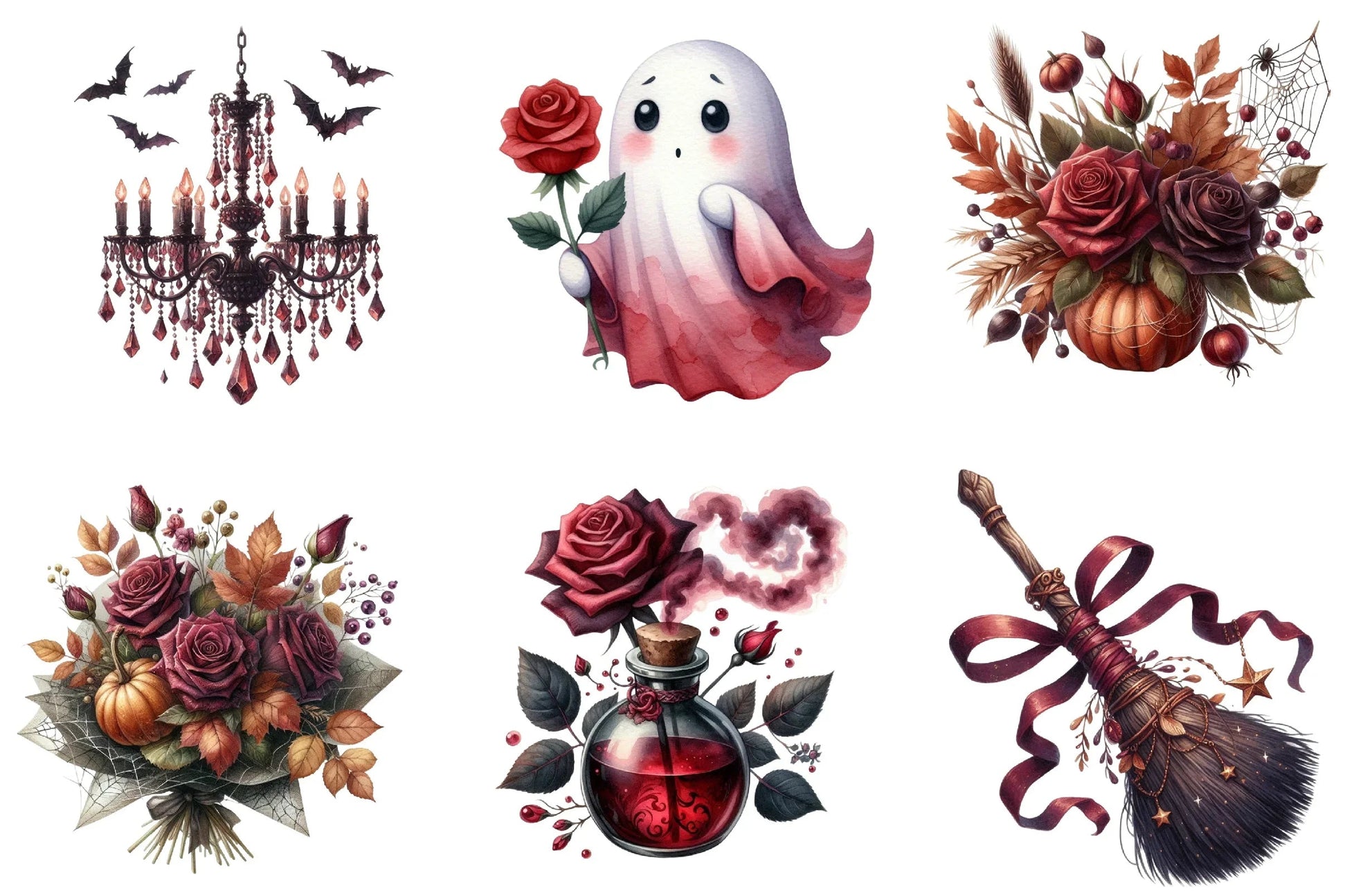 Burgundy Halloween Clipart Bundle - CraftNest - Digital Crafting and Art