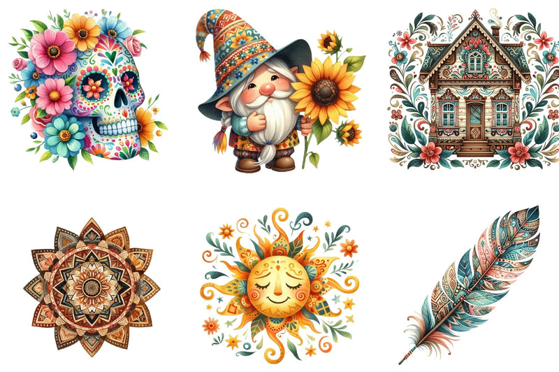 Happy Summer Folk Art Clipart Collection - CraftNest - Digital Crafting and Art
