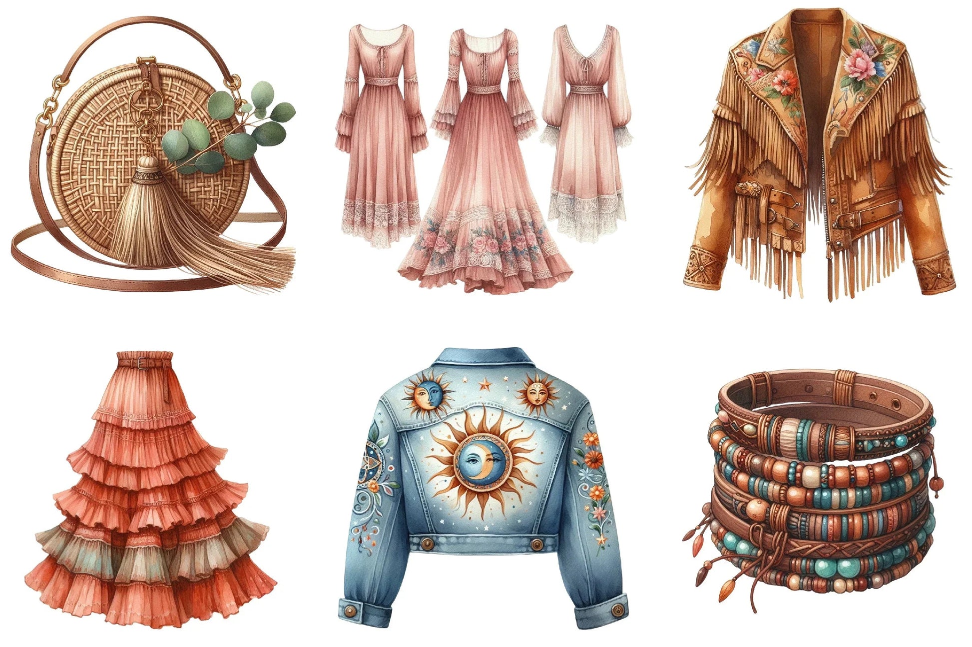 Boho Fashion Clipart Bundle - CraftNest - Digital Crafting and Art