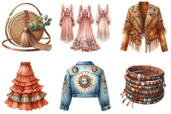 Boho Fashion Clipart Bundle - CraftNest - Digital Crafting and Art